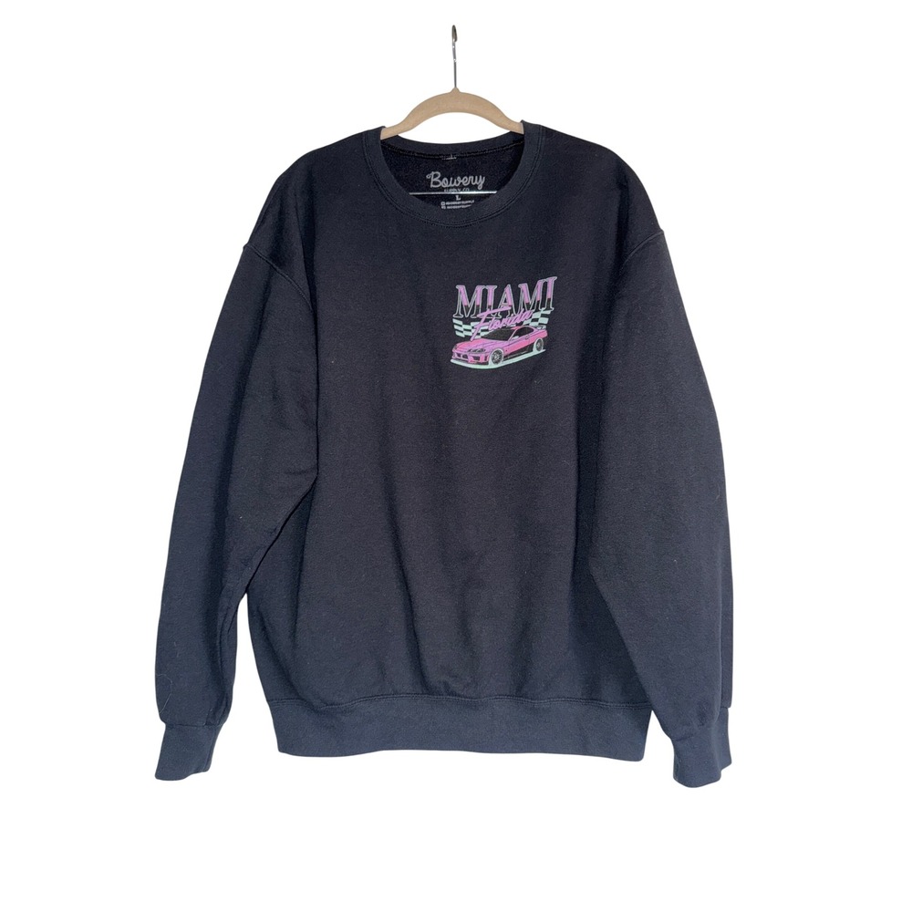 Bowery Supply Co Miami Florida Street Racer Car Graphic Sweatshirt Size L - Picture 2 of 7